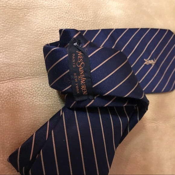 YSL Blue and Gold Neck Tie - Picture 3 of 4